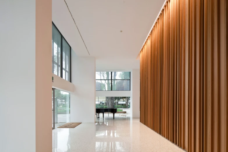 the interior of a house with a piano