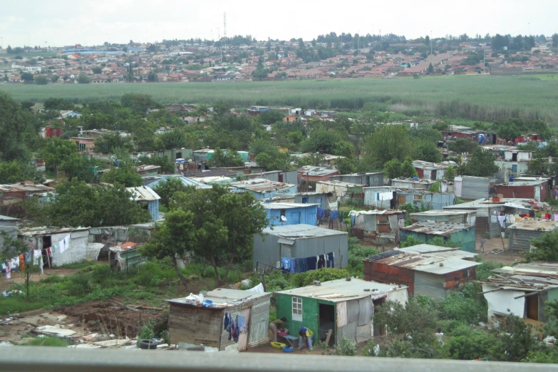 an aerial view of a very dirty village