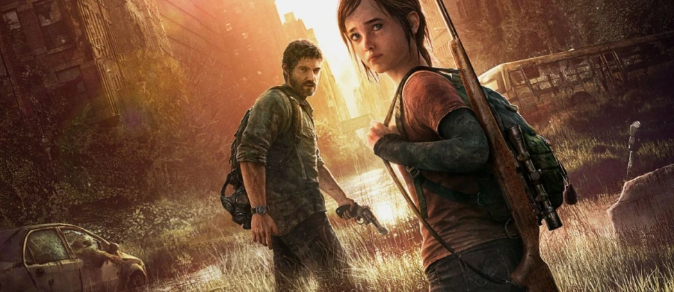 the last of us movie poster with the characters from the video game, the last of us