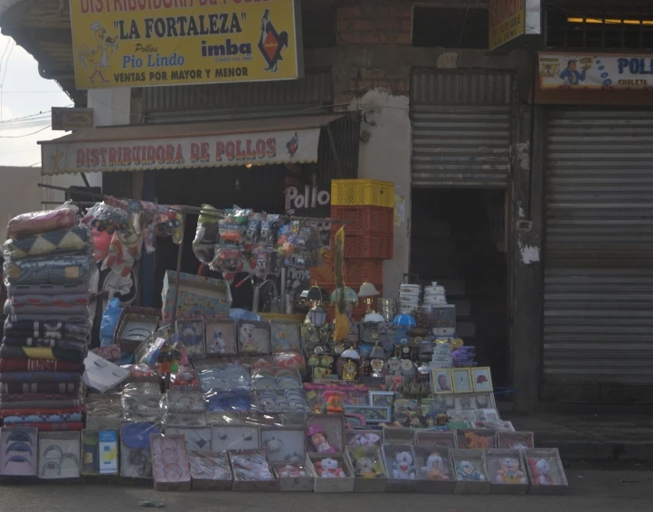 there is some shop selling merchandise in the street