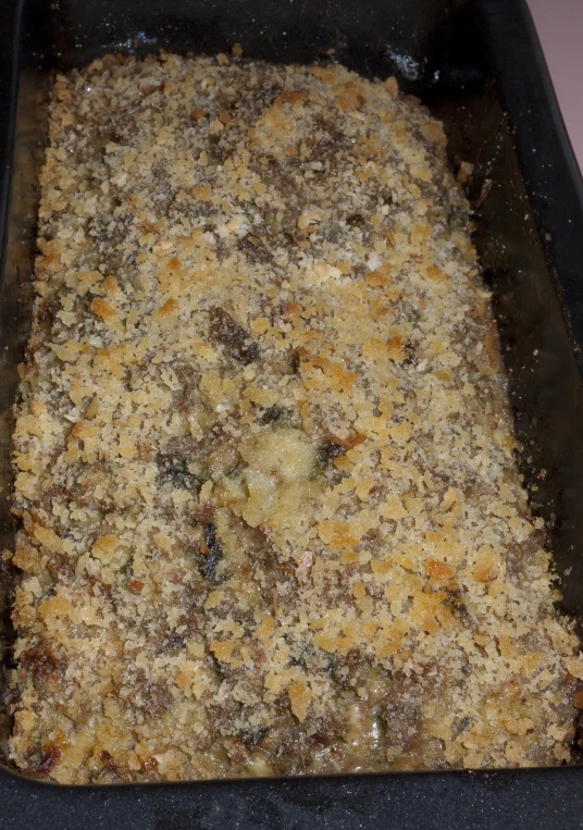 a casserole that is being cooked in the oven