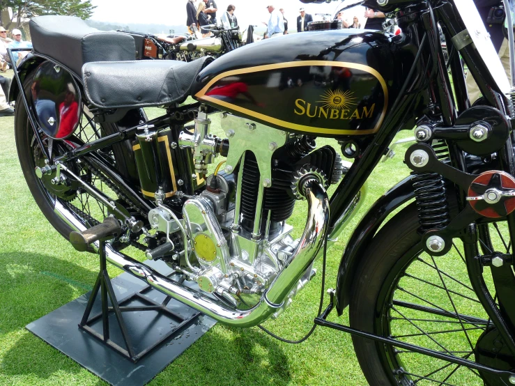the rear wheel of a motor bike at a show