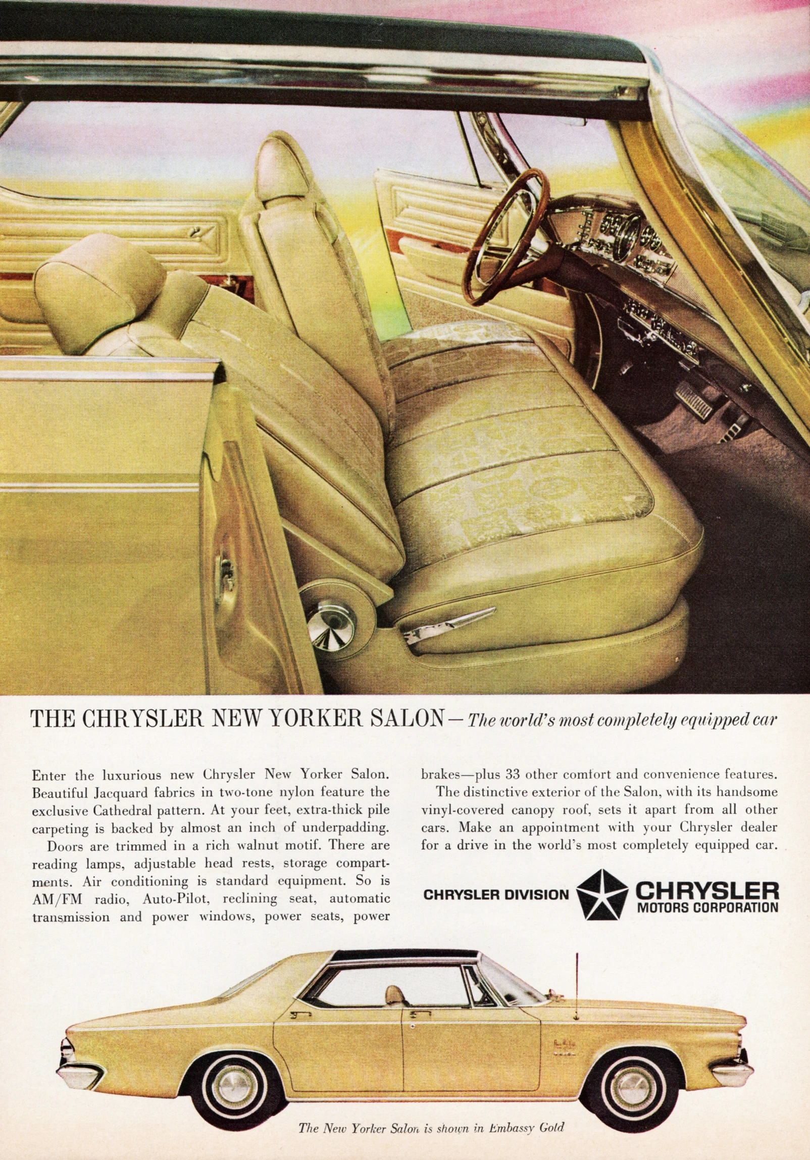 a car ad with the interior in tan and other things brown