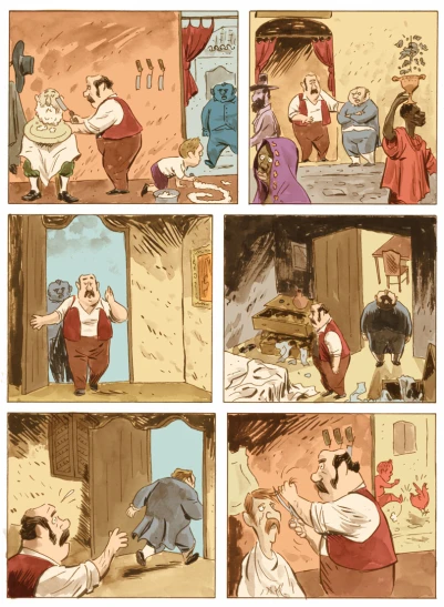 several pages of different scenes in a story