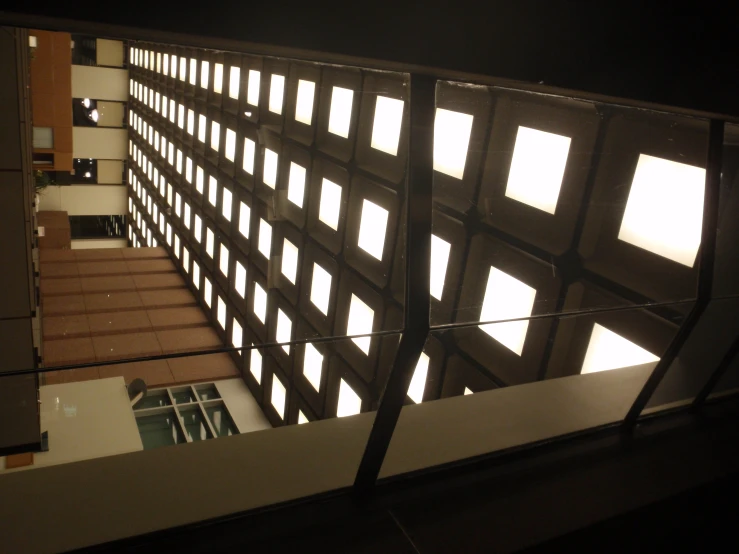 the ceiling in a large building is made from metal