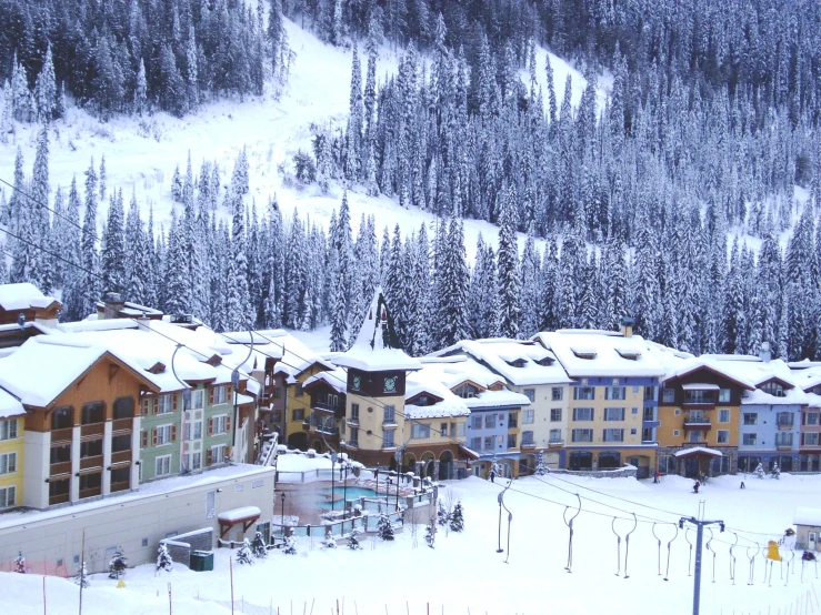 a group of people stand at a ski slope