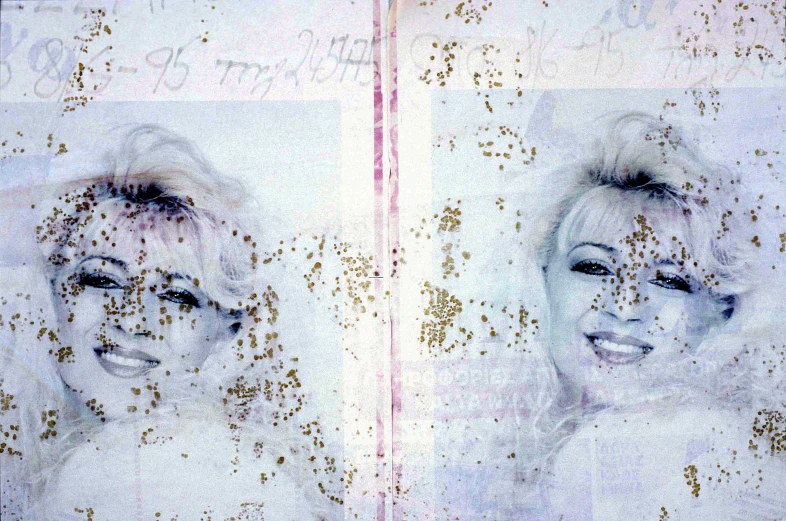 two different pictures of marilyn monroe in pink