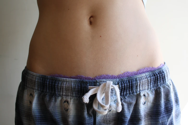 a close up view of someones stomach in boxers
