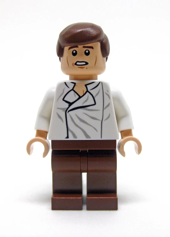 lego man with a mustache and white shirt on