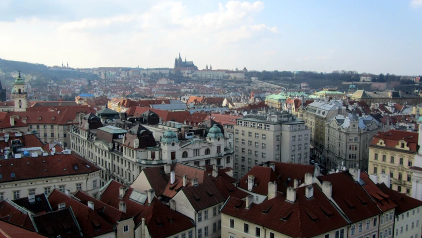 an aerial view of some tall buildings and other architecture