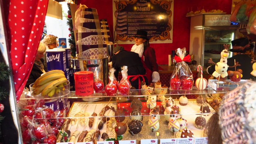 a pastry shop with christmas presents for sale