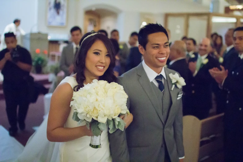 this is a bride and groom at their wedding