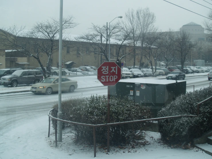 a street in winter with snow all around