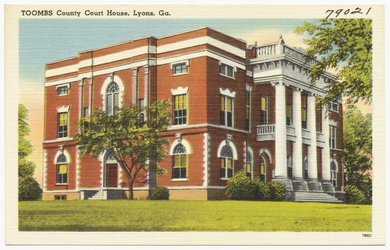 an old postcard with a picture of the courthouse