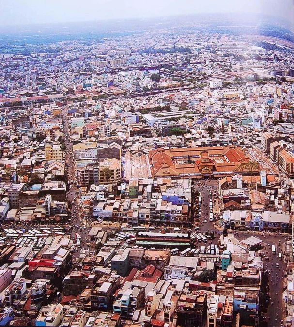 a picture taken from above a city with buildings
