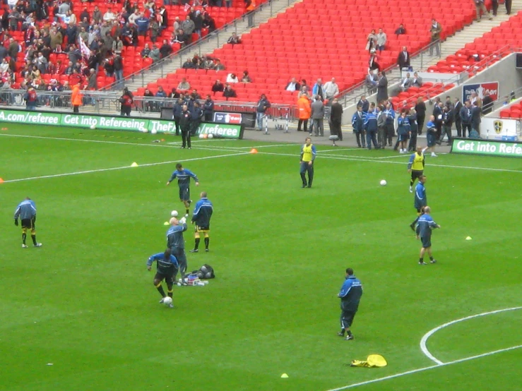 there is a soccer match in the stadium