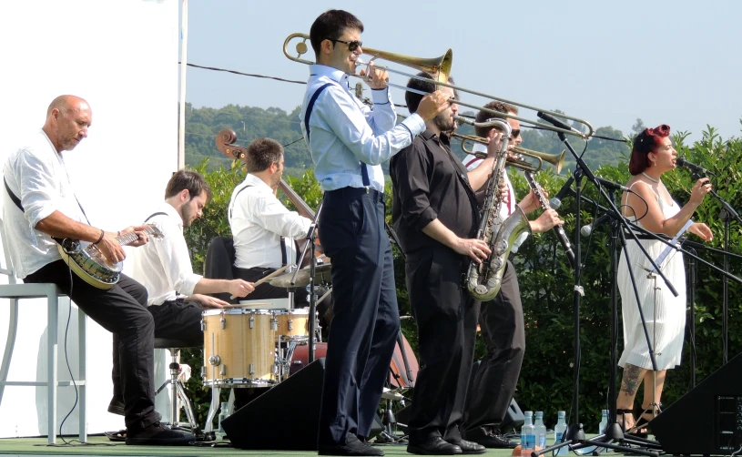 an image of a band performing for someone else