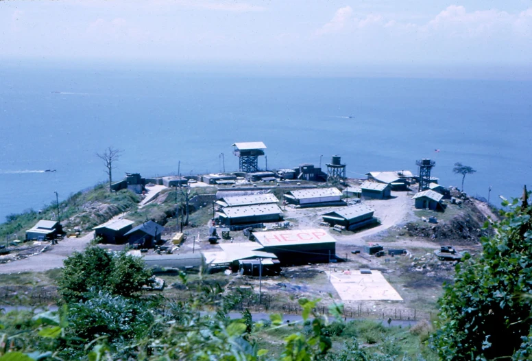 an island with lots of water and some buildings