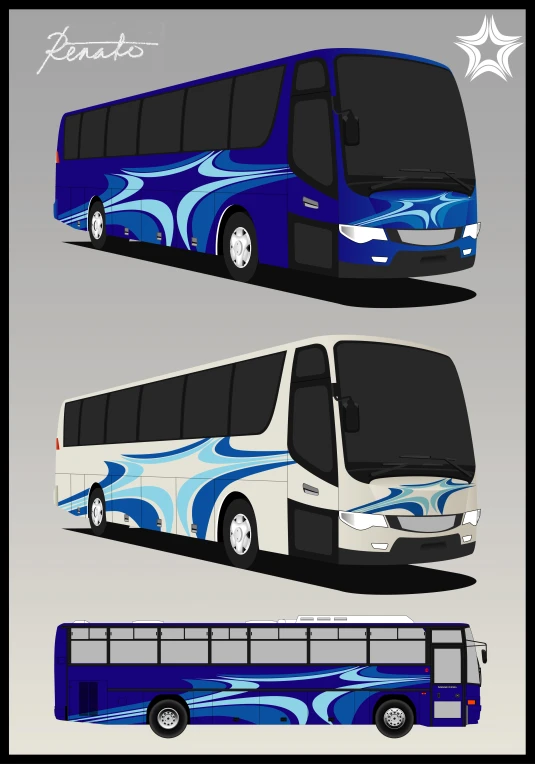 a drawing of a bus next to another bus