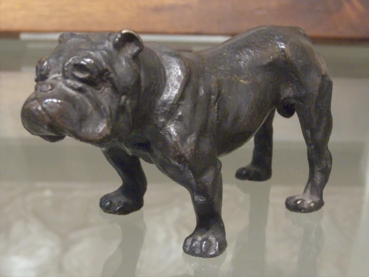this statue of a bulldog is on display
