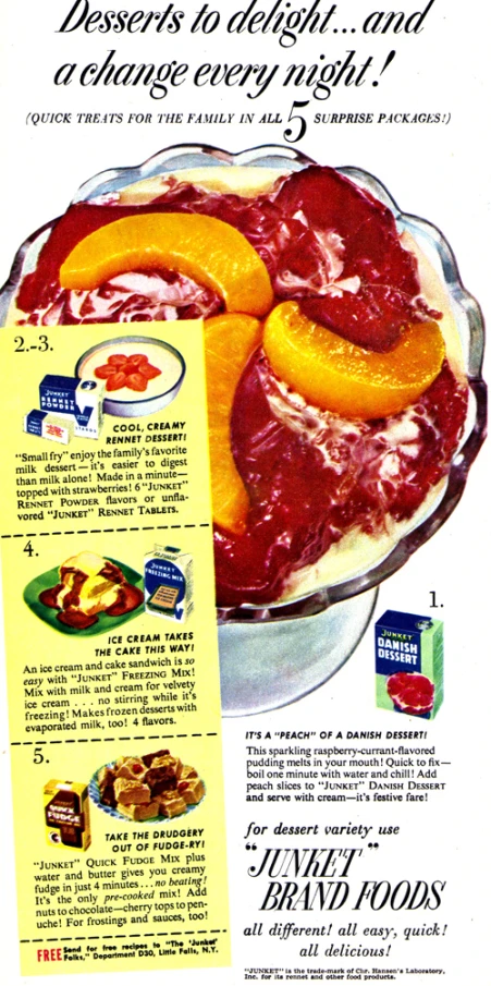 an ad for desert foods featuring orange slices and fruit