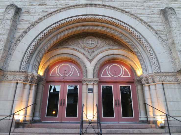 the doors and windows of an old style church