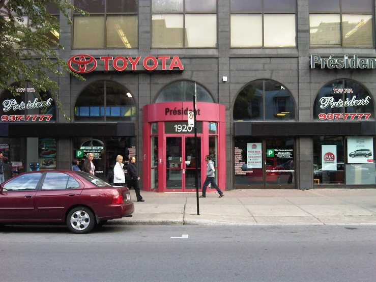 pedestrians in front of the store of a retail