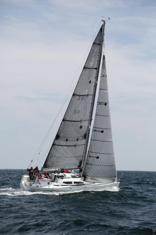 a sail boat sails in the open water