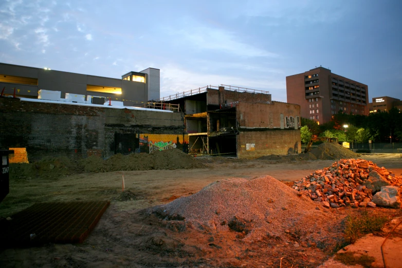 a very nice looking building in the background with some rubble