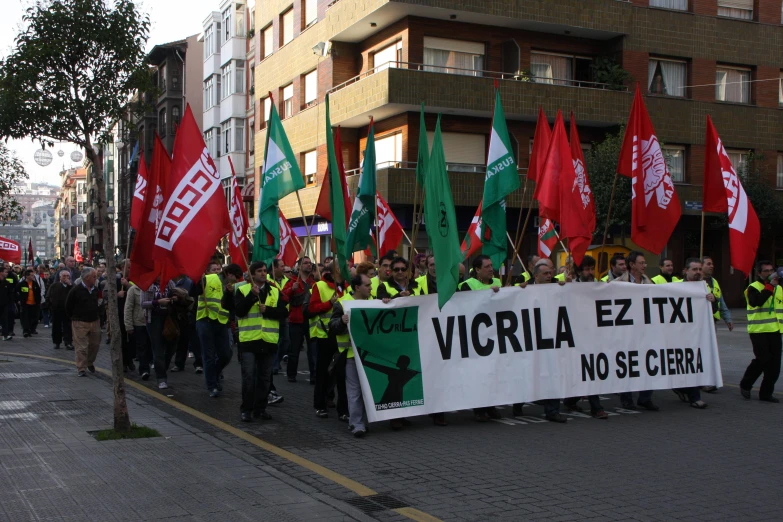 there are protestors marching on the street