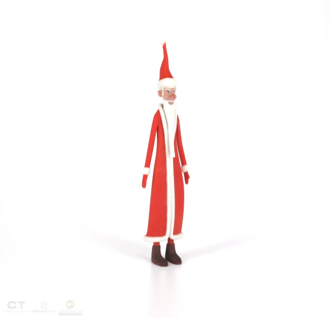 a paper man wearing a red santa hat and coat