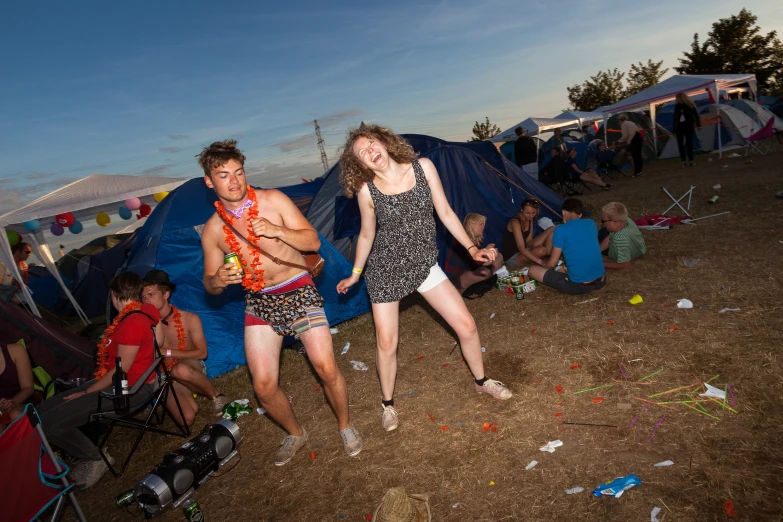 a group of people at a festival together