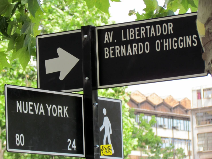 signs are shown for pedestrians to use in the city