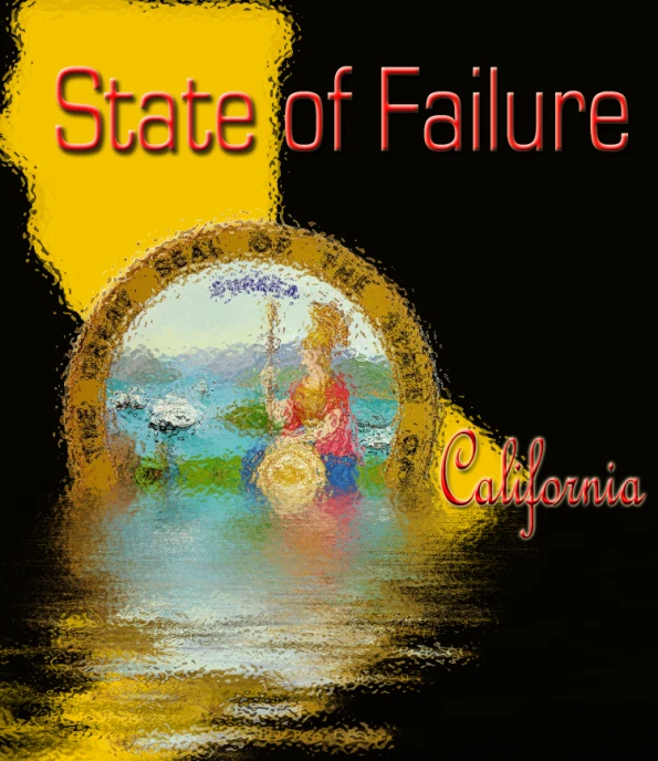 an advertit for state of failure with reflection in water