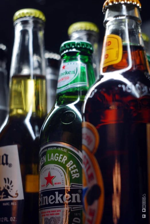 various bottle of ale beer sitting on a counter