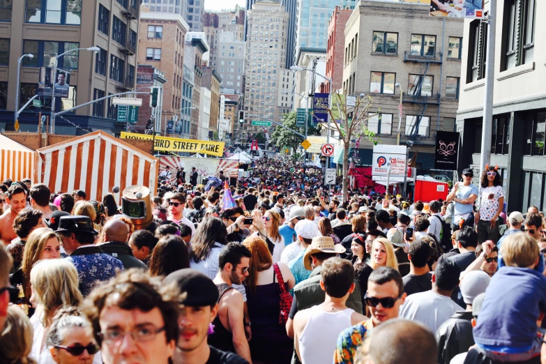 a street filled with people all around