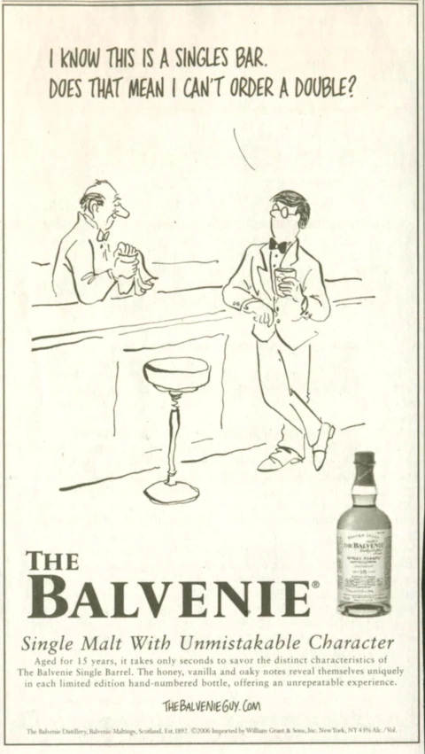 an ad from the baltimore cigarette store depicting a man in a bar