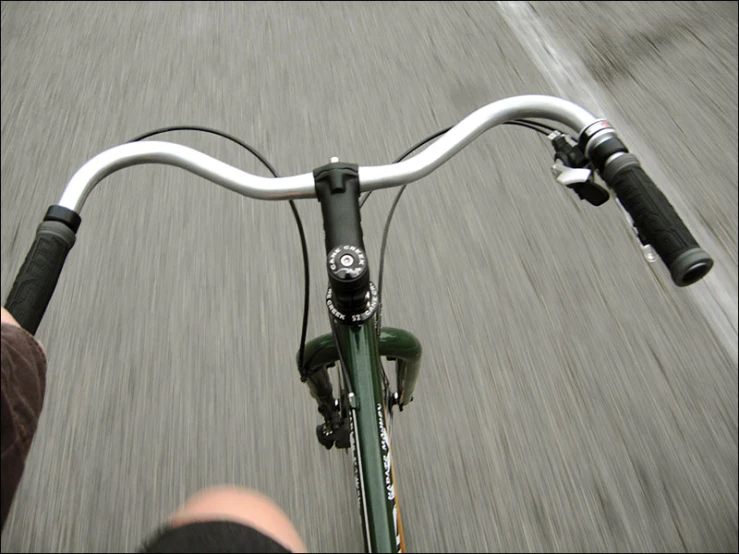 closeup of the handlebars of a bicycle