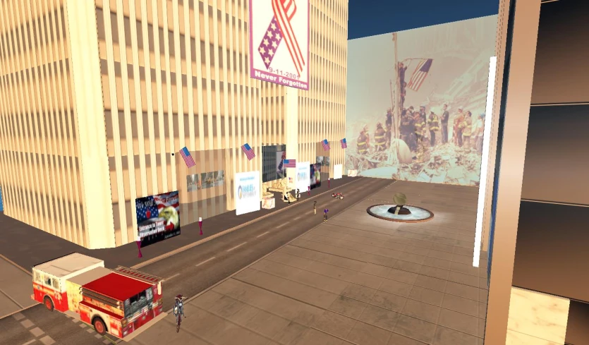 an animated street scene of a city with several vehicles