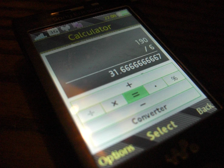 the screen of a smart phone showing the calculator on