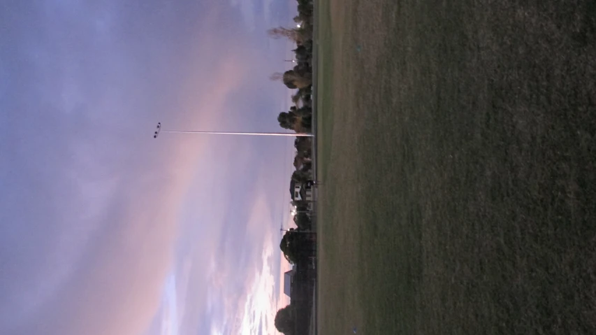 a person on a field with a kite in the sky