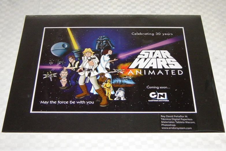 a star wars animated movie poster with characters