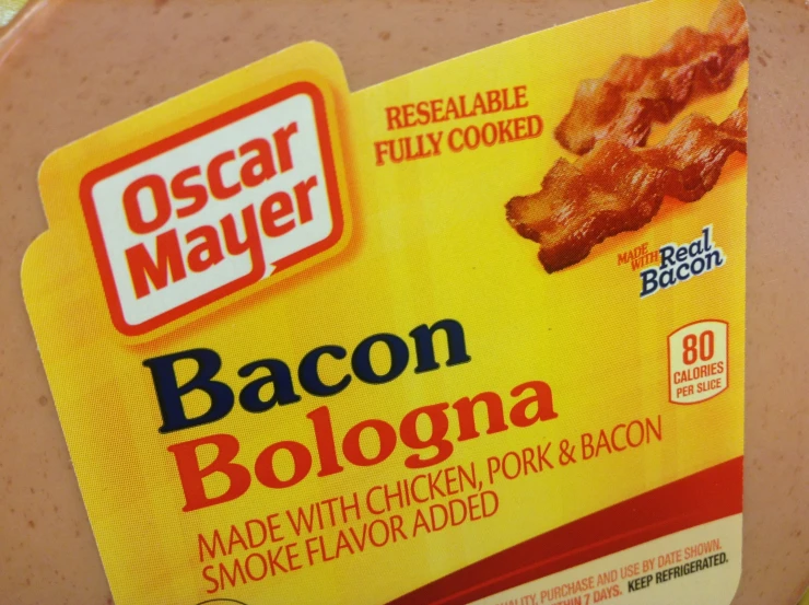 there is a box of bacon bologna