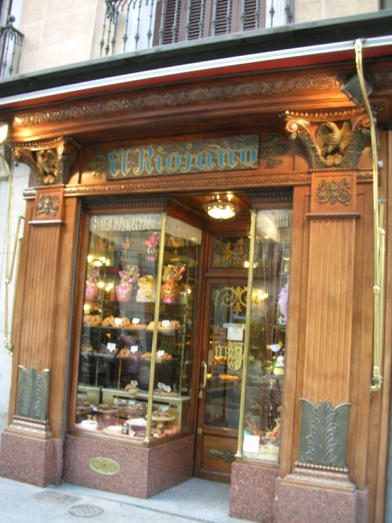 a wooden shop in an old european city