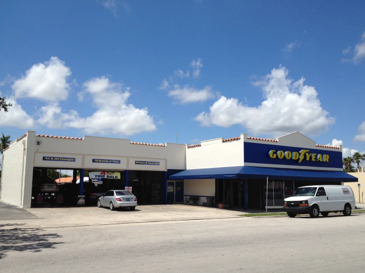 a small commercial building with a truck parked in front