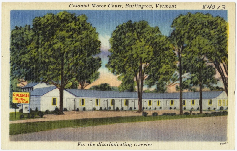 this is an old postcard showing a motel