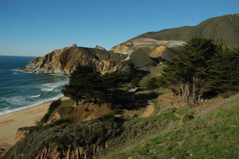 a road running up to the ocean next to the shore