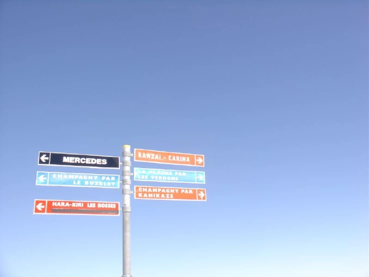 a street sign next to the ocean on a clear day