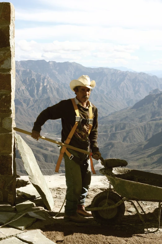 a man that is holding some kind of wheel