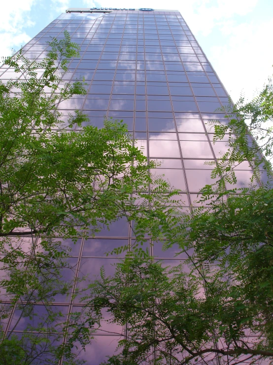 view up into the sky from a very tall building